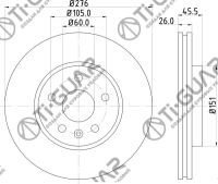 Диск тормозной TG-13502045/RN34001V*TI-GUAR
